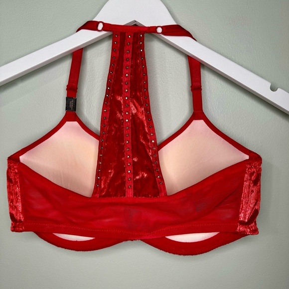 Victoria’s Secret Very Sexy Front Close Push Up Bra Red Velvet Trim Racerback - Picture 4 of 9